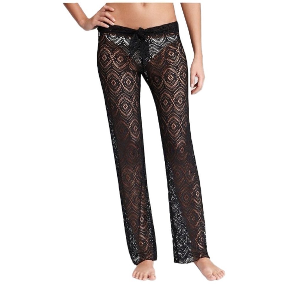 BECCA Virtue Black Pool Swim Cover-Up Palazzo Pants Size L
